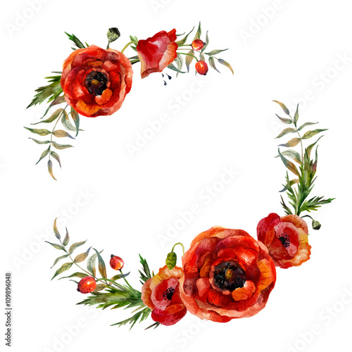 "Watercolor floral wreath" Stock image and royalty-free vector files on
