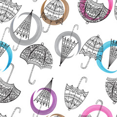 Vector seamless pattern  umbrella on a white background