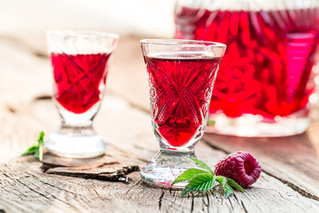 Fresh liqueur made of alcohol and raspberries
