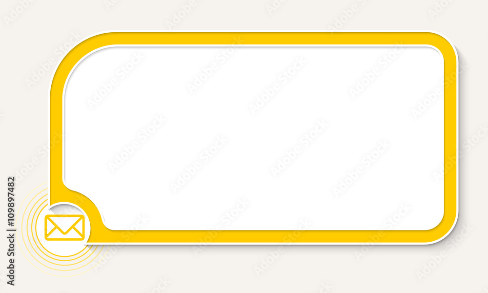 Poster yellow text box for your text and envelope icon