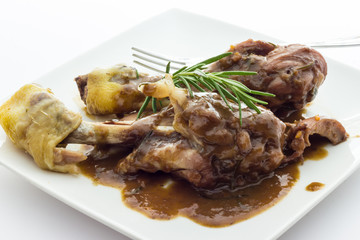 Chicken legs with red wine