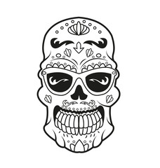 Mexican skull vector for coloring, teschio messicano vettoriale da colorare