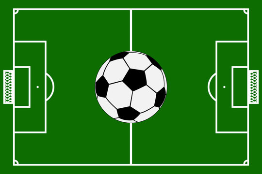 Template realistic football field with lines and gates. vector i