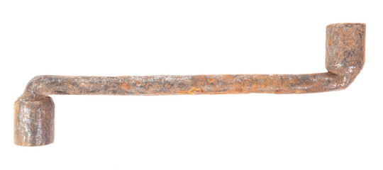 rusty wrench isolated on white background