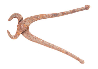 rusty old pliers isolated on a white background