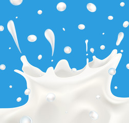 Realistic splashing milk isolated