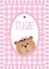 Greeting card with teddy bears and flowers