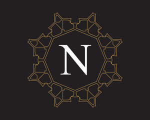 N  Monogram Vintage Classic Letter Logo for Luxury  Business