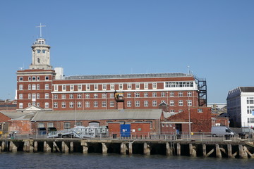 PORTSMOUTH NAVAL BASE, PORTSMOUTH HARBOUR, ENGLAND UK - MARCH 16 2016: Semaphore tower building