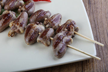 Chicken hearts skewer