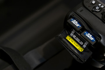 Two SD memory flash card in DSLR camera.