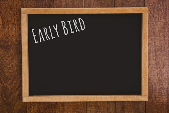 Composite image of early bird message 