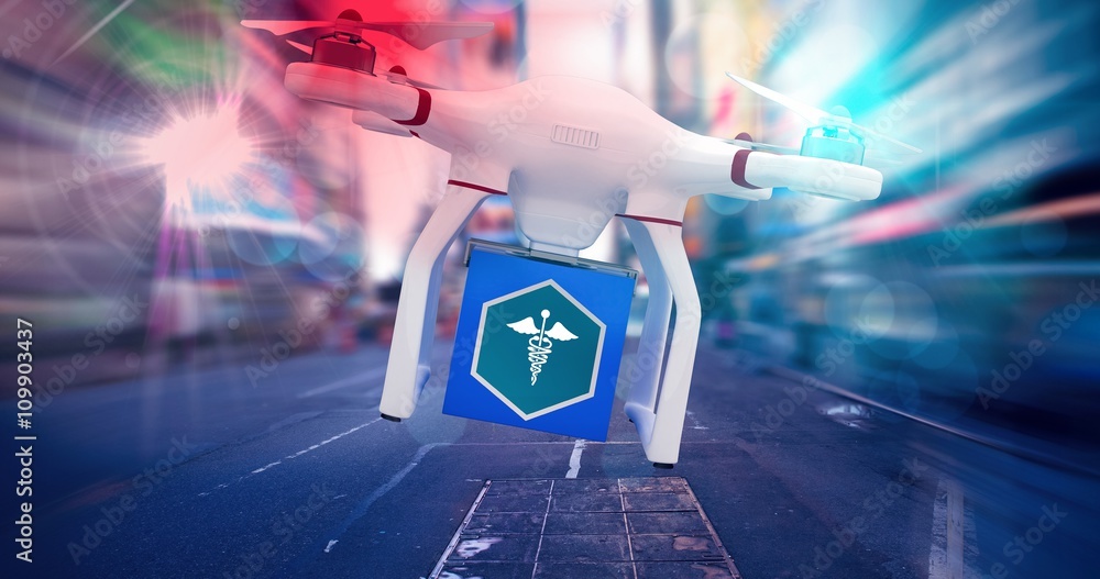 Poster composite image of digital image of a drone