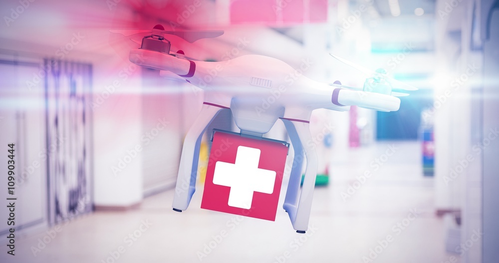 Poster composite image of digital image of a drone