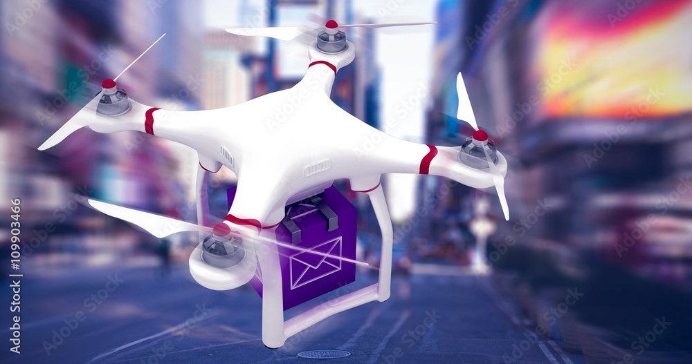 Poster composite image of digital image of a drone