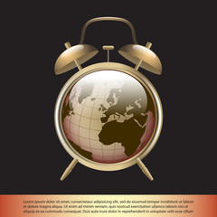 Fototapeta na wymiar Vector illustration of Alarm clock with globe
