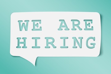 Composite image of we are hiring message 