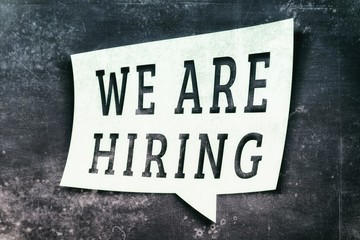 Composite image of we are hiring message 