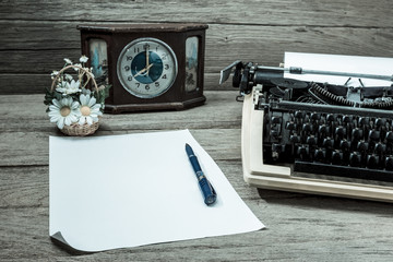 typewriter retro desktop with paper,filter effect.
