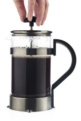 person lifting lid of coffee mug.