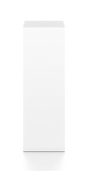 White tall vertical rectangle blank box from top front angle. 3D illustration isolated on white background.