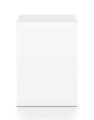 Fototapeta premium White vertical rectangle blank box from top front angle. 3D illustration isolated on white background.