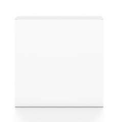 White thin rectangle blank box from top front angle. 3D illustration isolated on white background.