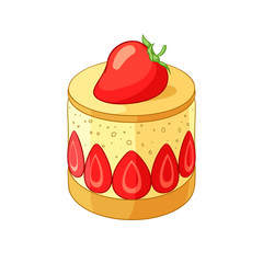 French classic strawberry Frasier dessert. Vector illustration.