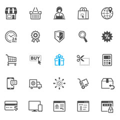 E-Commerce and online shopping icons with White Background