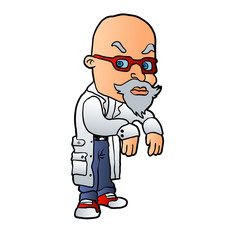 Cartoon mad scientist