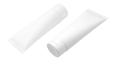 Blank white cosmetic tube isolated on white background
