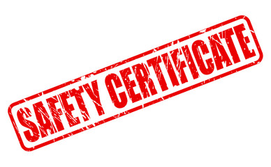 SAFETY CERTIFICATE red stamp text