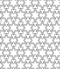pattern with black stars on a white background. Vector illustration.