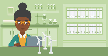 Woman working at laptop. 