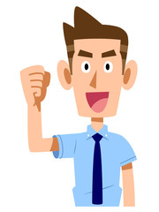 元気な半袖シャツのビジネスマン
