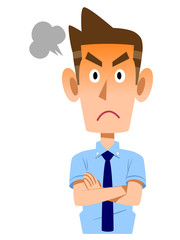 怒る半袖シャツのビジネスマン
