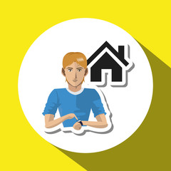 Social media with boy design over white background