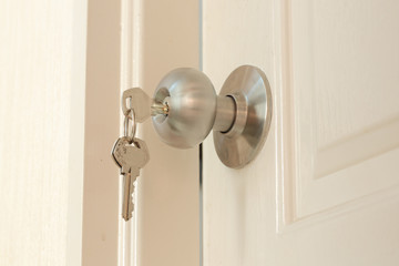 Key insert and hold in stainless steel round ball door knob