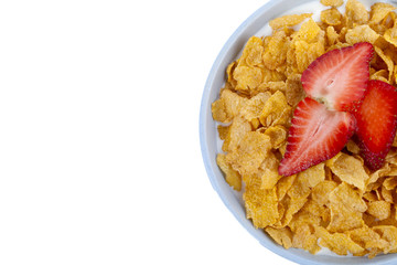 cornflakes with strawberry slices