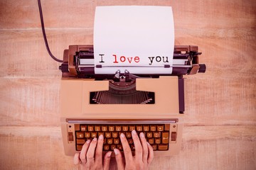 Composite image of the sentence i love you against white backgro