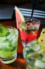 Fruit Mojito cocktails close up 