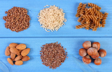 Natural ingredients and products containing magnesium and dietary fiber, healthy nutrition