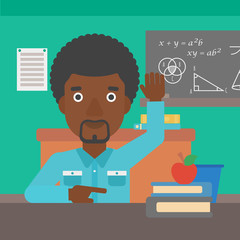 Man raising his hand.