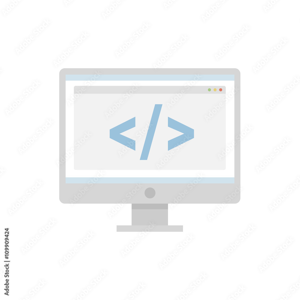 Aufkleber code flat icon flat design vector