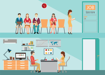 Recruitment flat banner.