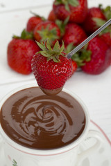strawberry with melted chocolate
