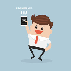 Businessman reading new message vector