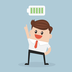 Businessman with full battery. Business concept illustration.