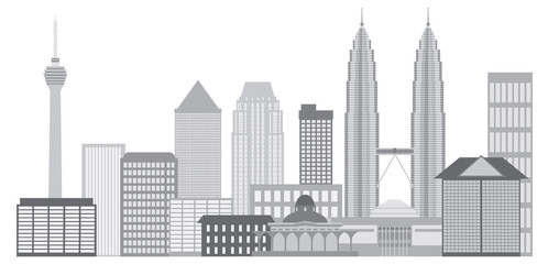 Kuala Lumpur City Skyline Vector Illustration