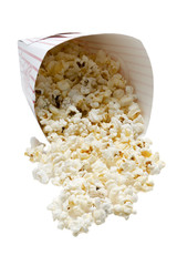 scattered popped corn from the box